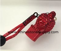 WHISTLE - PEARL Red with LIGHT SIAM Rhinestones & Lanyard