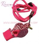 WHISTLE - PEARL Pink with ROSE Rhinestones & Lanyard