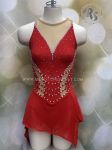 Brad Griffies Skating Dress BEADED Custom RED Adult EXTRA SMALL