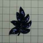 Navy Blue Leaf Beaded Applique - Single - 3" x 2"