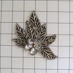 Silver on Black Leaf Beaded Applique - Single - 4" x 4.25"