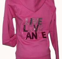 Pink LIVE LOVE DANCE Button front Hoodie with Rhinestones
