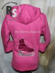 Hot Pink Button front Hoodie with Glitter ICE SKATE & Rhinestones