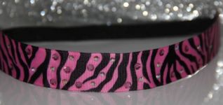 Pink & Black Zebra Rhinestone Sport Stretch Headband